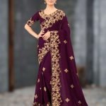 এক্সক্লুসিভ ওয়েটলেস জর্জেট এমব্রয়ডারি করা শাড়ি