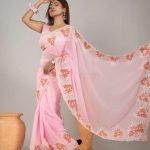 সফট জর্জেট ফেব্রিকের এক্সক্লুসিভ এমব্রয়ডারি পার্টি শাড়ি